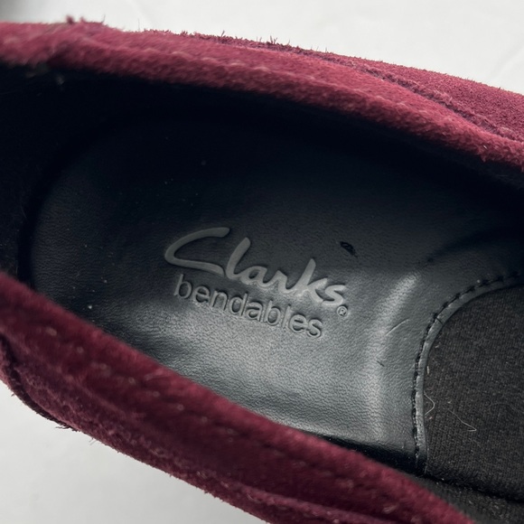 Clarks Bendables Suede Lace Up Heels Women 7 Burgundy Comfy Retro Academia Vamp - Picture 3 of 17